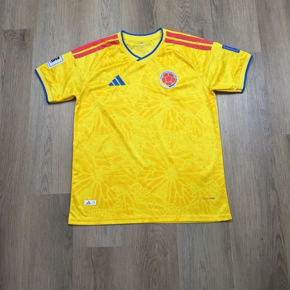 Colombia Jersey Mens Medium Yellow Soccer National Team Adidas FIFA Qualifiers